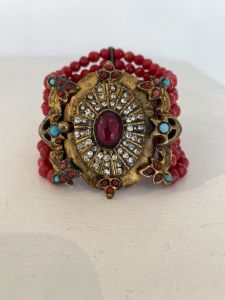 Red Precious Stone/Gold Bracelet | $250 | IT04