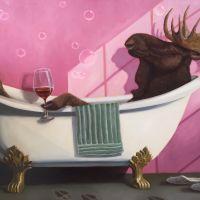 Moose in the Tub | Oil | 36x48 | SOLD