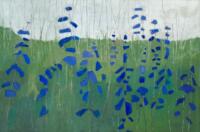 Larkspur in Grass | Oil and Cold Wax | 24x36 | $3000